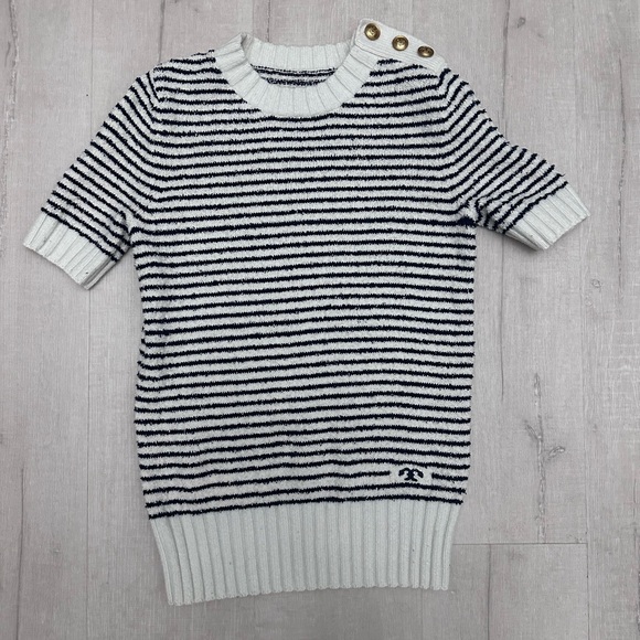 Tory Burch Striped Cotton-Bouclé Shirt - Picture 2 of 6